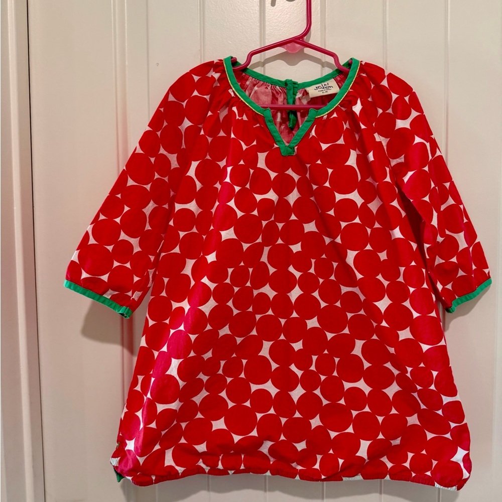 Mini Boden Vibrant Red and Green Casual Dress